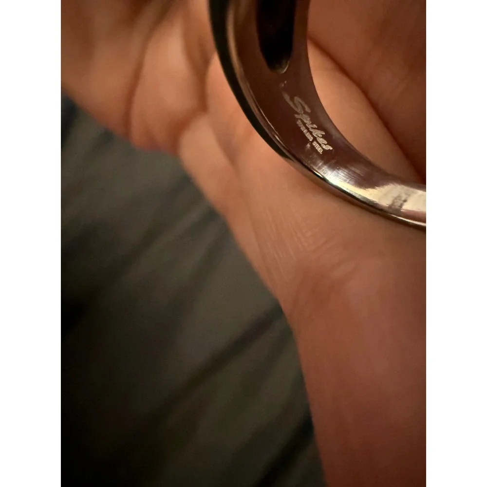 Spikes Stainless Steel Blue Center Rose Statement Ring Silver Tone Size 7